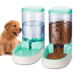 GENERICO - Pack Dispensador De Agua Y Comida Para Perros o Gatos Verde