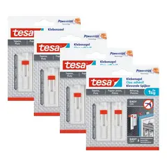 TESA - Pack 4 Blíster Clavo Adhesivo Ajustable Pared Yeso 1kg