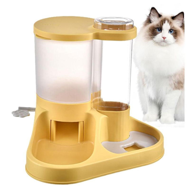 GENERICO - Dispensador De Comida Y Agua Para Gatos Amarillo