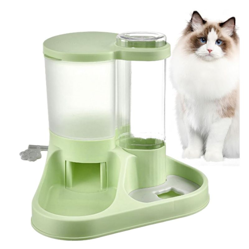 GENERICO - Dispensador De Comida y Agua Para Gatos Verde