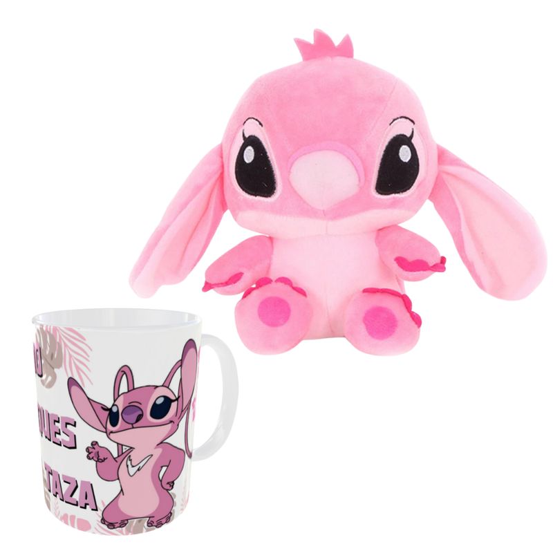 GENERICO - Peluche Stich 20cm + Taza Lilo Y Stitch ROSADO ángel