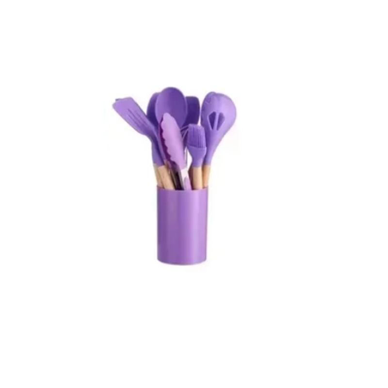 GENERICO - Set Utensilios De Cocina Morado 12 Piezas