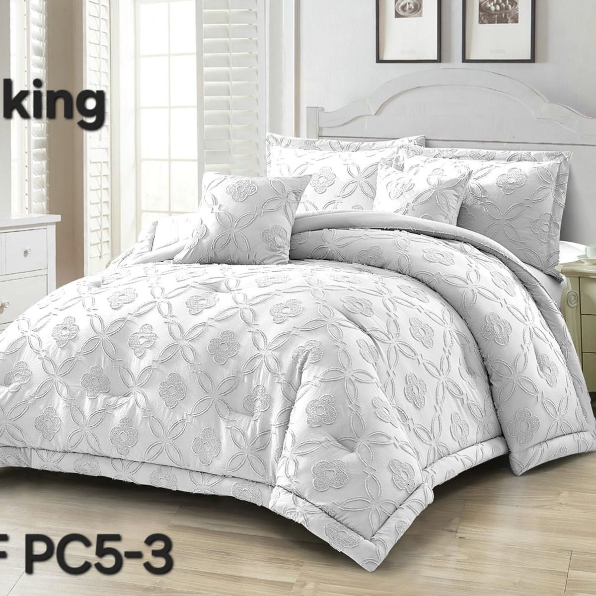 GENERICO - Cubrecama de Algodón con Relieve King  Blanco TFPC5-3