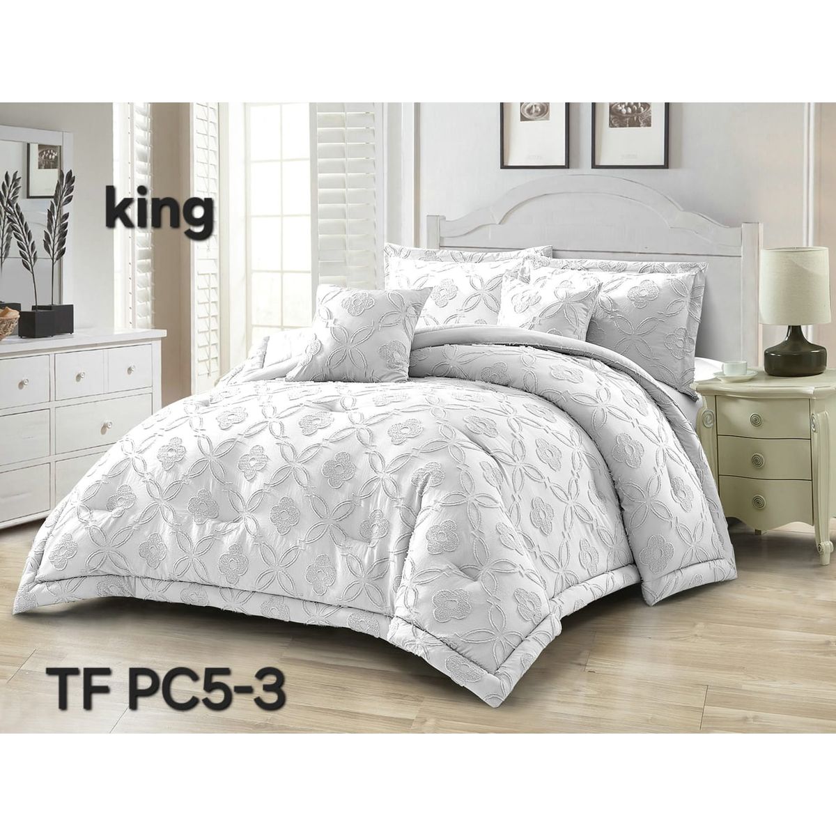 GENERICO - Cubrecama de Algodón con Relieve King  Blanco TFPC5-3