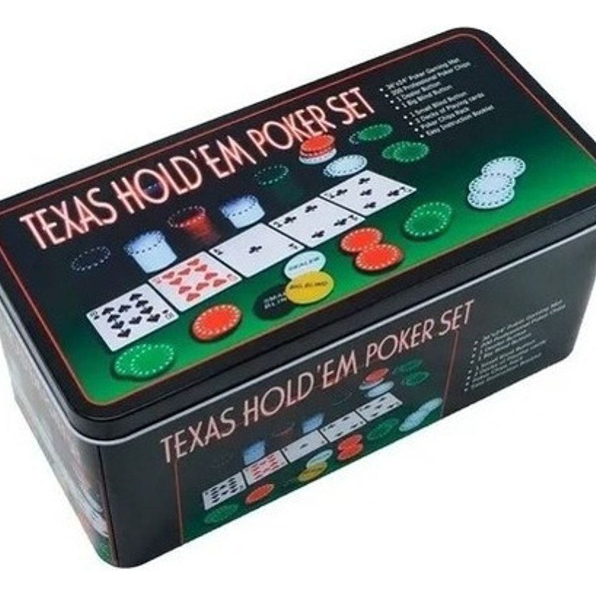 GENERICO - Set De Poker Fichero 200 Fichas + Cartas + Paño