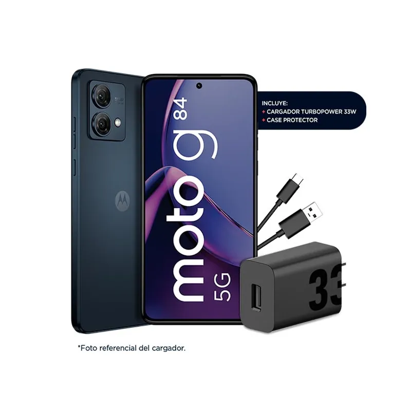 SAMSUNG - Motorola Moto G84 256GB 8GB RAM Negro Pantalla pOLED 120Hz Cámara 50MP OIS
