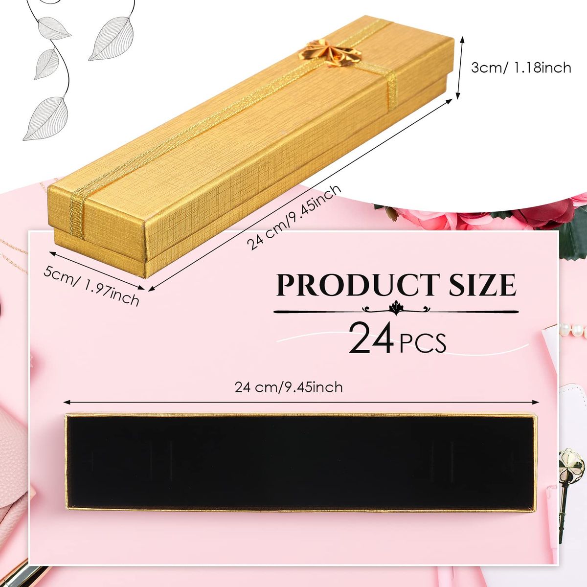 GENERICO - Pack 24 Cajas De Regalo De Joyería Dorado