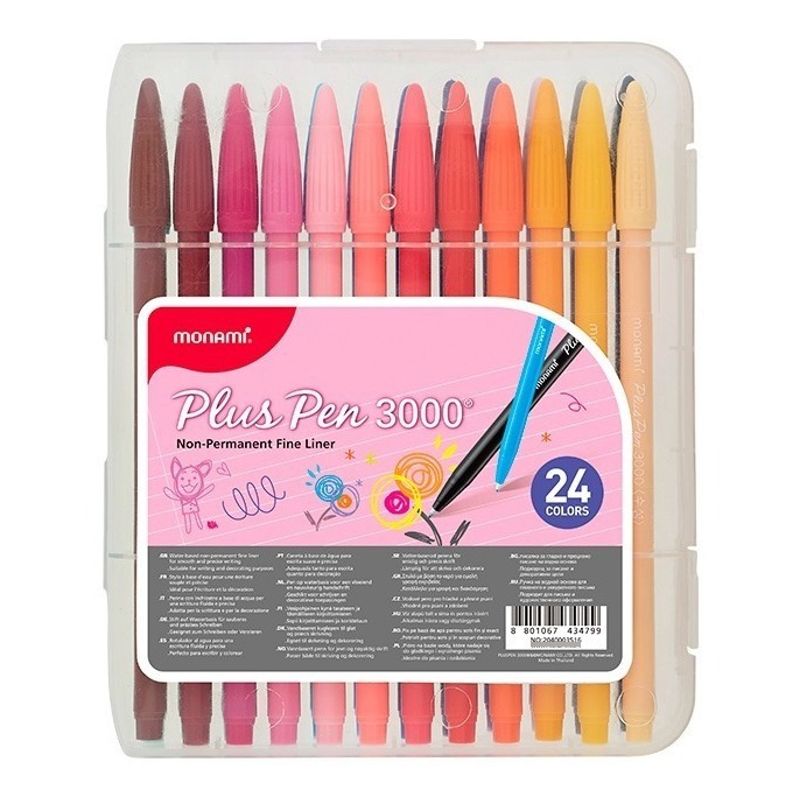 MONAMI - Set Marcadores Monami Plus Pen 3000 24 Colores