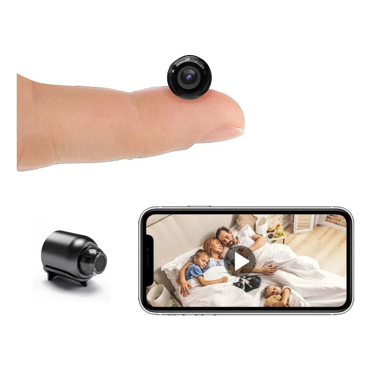 KUANGYE - Mini Espia Cámara Wifi 1080p Hd Visión Nocturna En Casa Negro