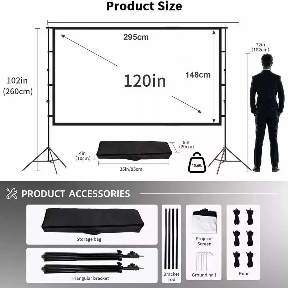 BLUEDREAMER - Telón Mural De Proyector Pantalla Portátil 120 Pulgadas