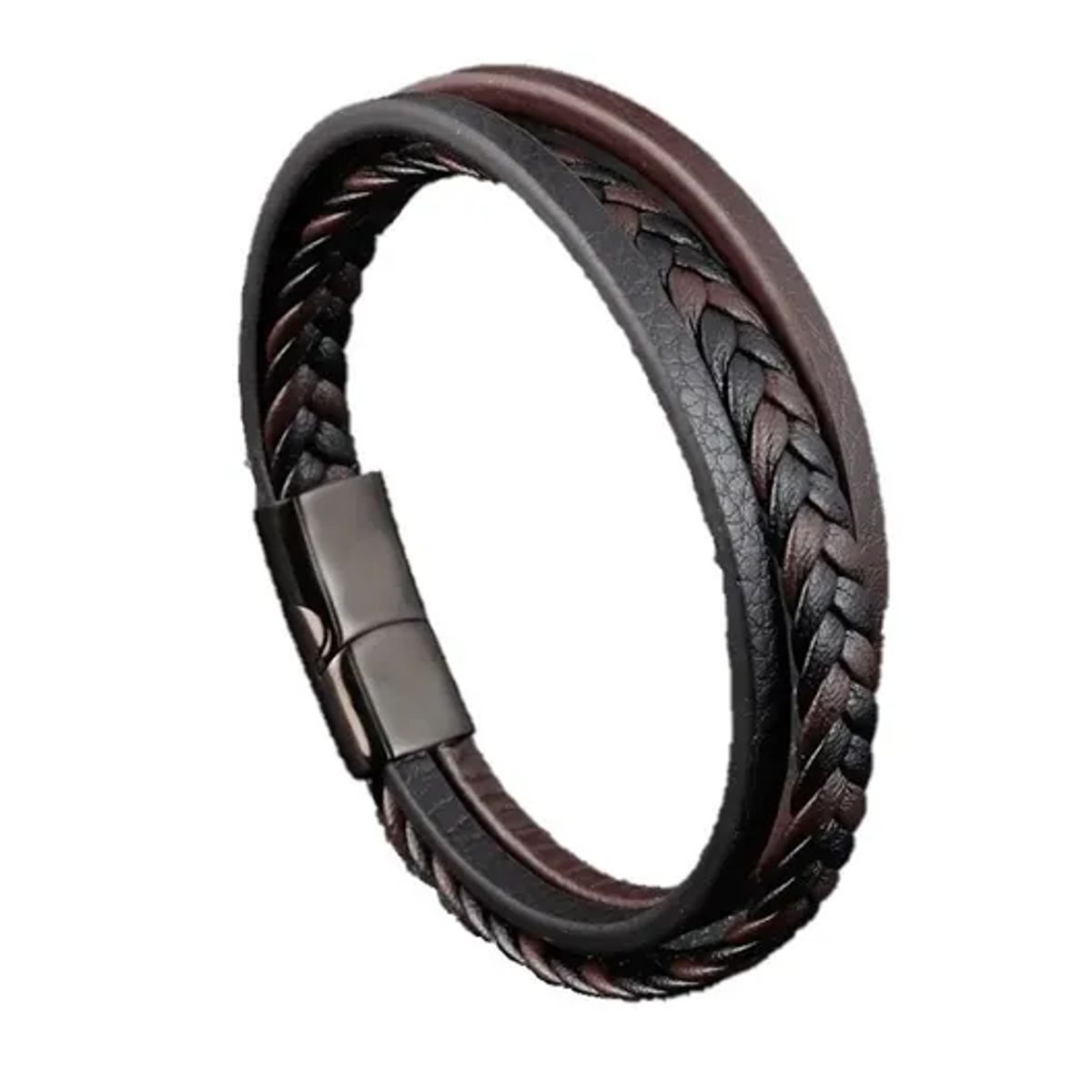 GENERICO - Pulsera De Cuero Hombre Y Mujer Elegante Y Juvenil Black Royal Madriz