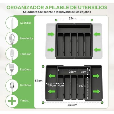 Imagen 2 del producto Organizador Cubiertos Expandible,cubertero 8 Compartimentos