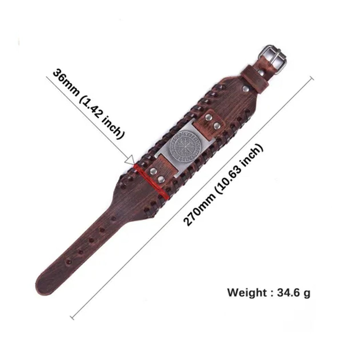 GENERICO - Pulsera Cuero Café Vikingo Vegvisir Hombre Mujer Moda Royal Madriz