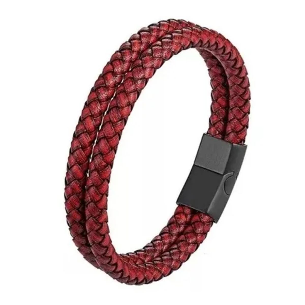 GENERICO - Pulsera De Cuero Rojo And Black Hombre Moda Masculina Royal Madriz