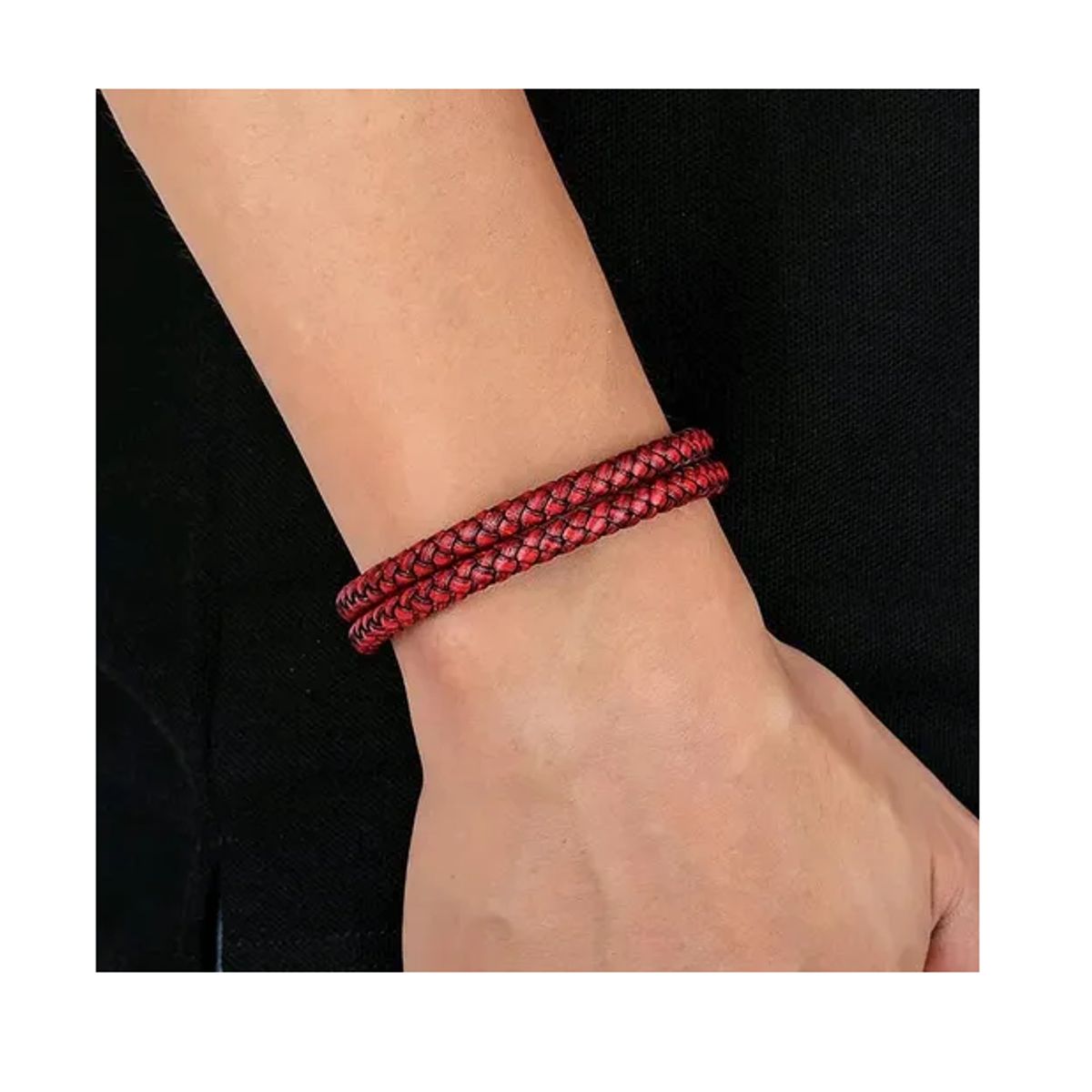 GENERICO - Pulsera De Cuero Rojo And Black Hombre Moda Masculina Royal Madriz
