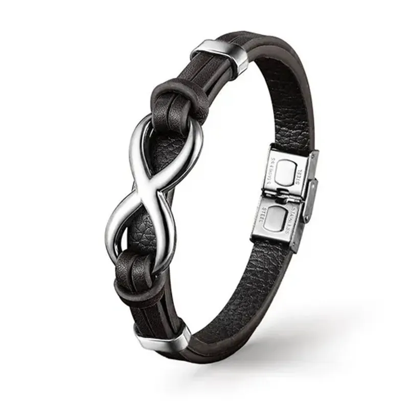 GENERICO - Pulsera De Cuero Infinito Black Hombre Mujer Royal Madriz