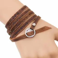 GENERICO - Pulsera De Cuero Hombre Y Mujer Unisex Elegante Grabada