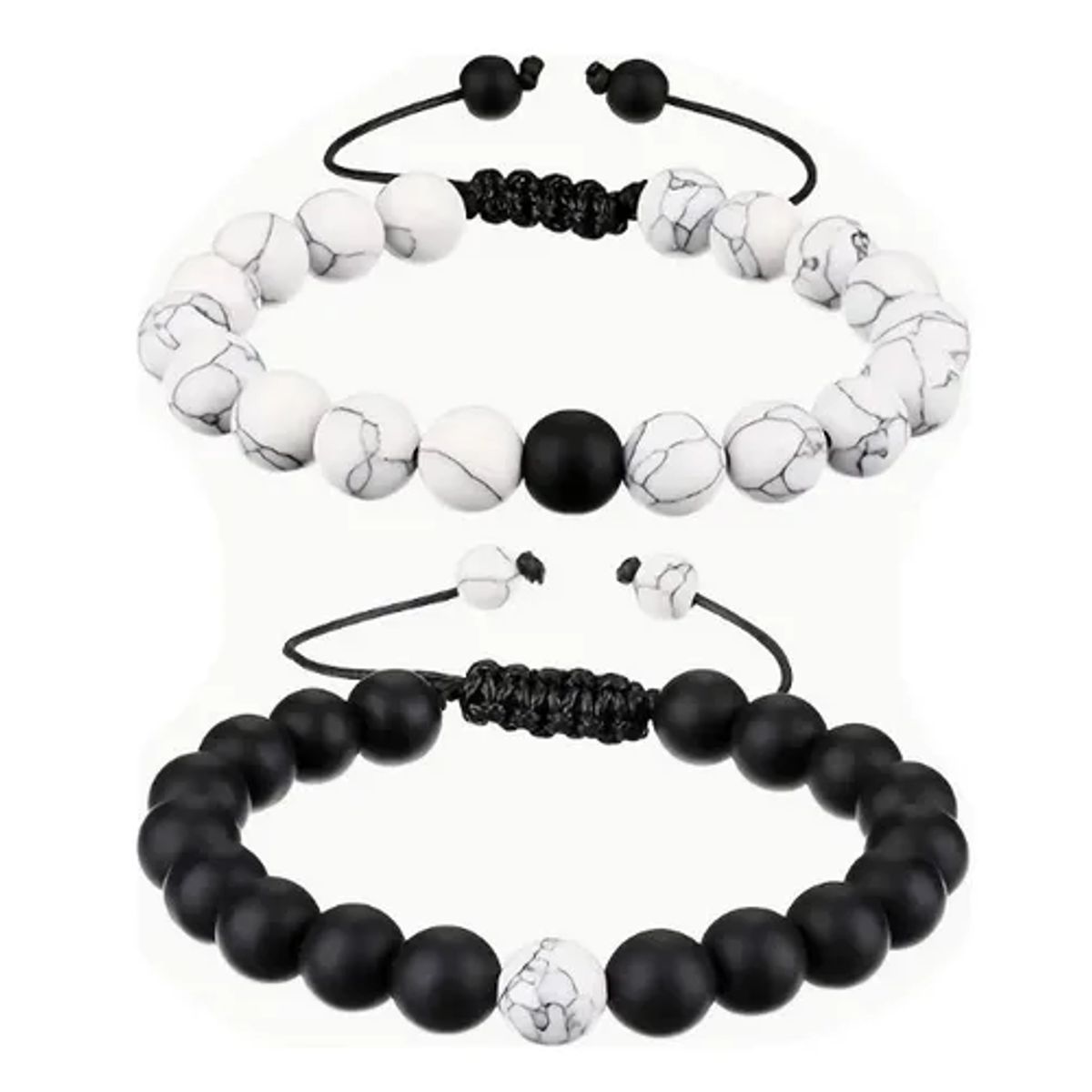 GENERICO - Conjunto Pulseras Piedra Onix Y Howlita Hombre Y Mujer Royal Madriz