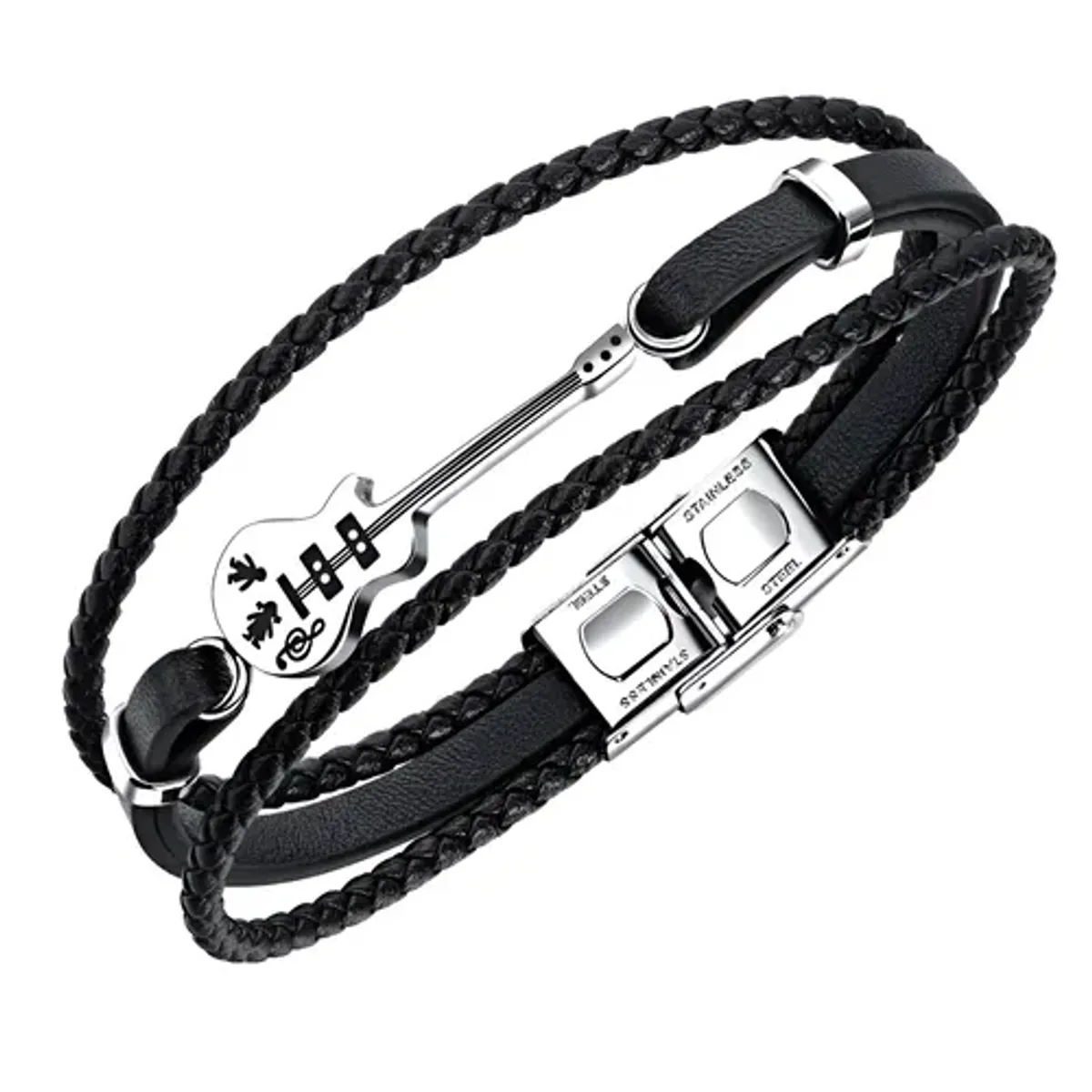 GENERICO - Pulsera De Cuero Hombre Mujer Guitarra Elegante Y Juvenil Royal Madriz