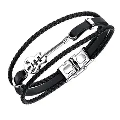 GENERICO - Pulsera De Cuero Hombre Mujer Guitarra Elegante Y Juvenil Royal Madriz