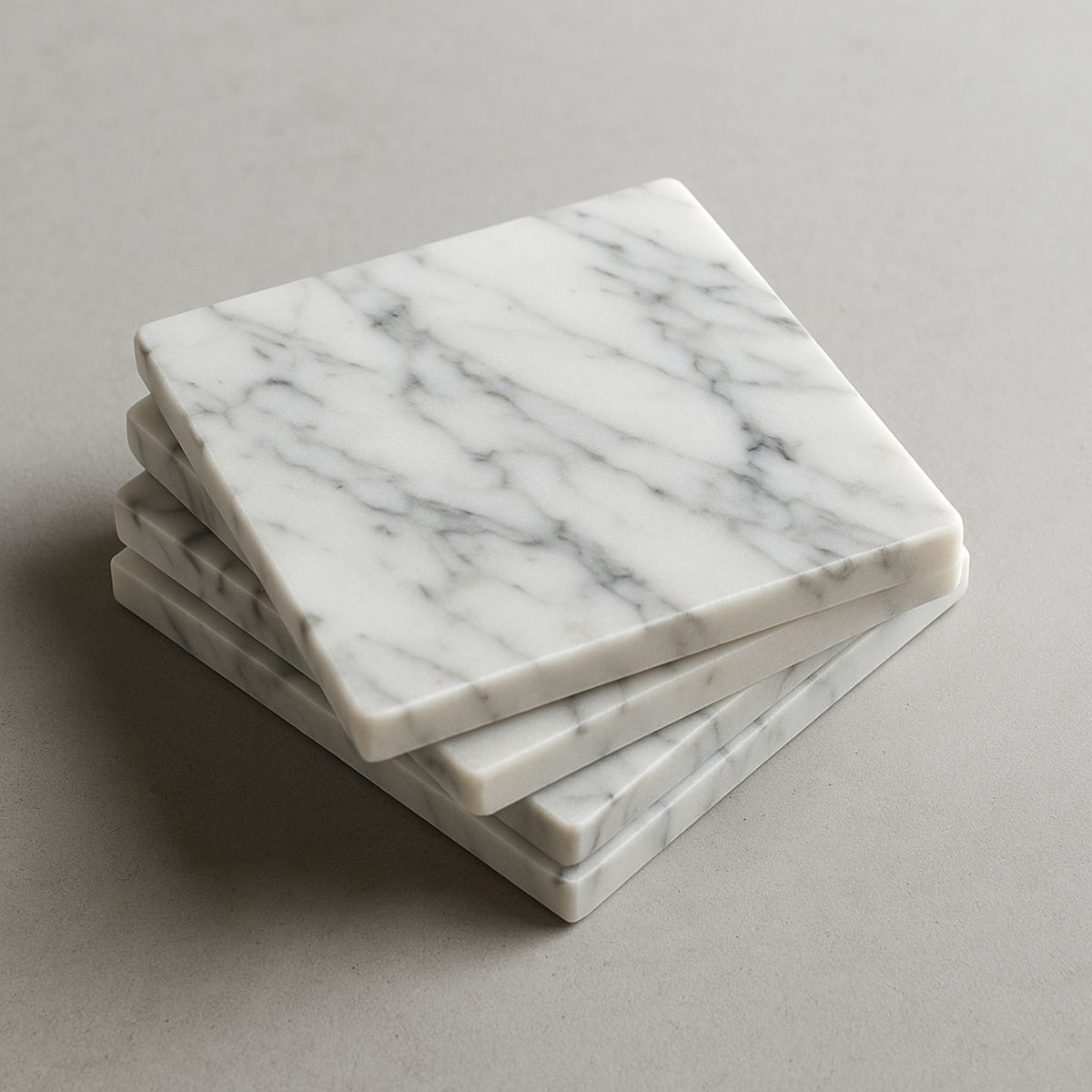 GENERICO - Portavasos Mármol Carrara 9-10 cm - Juego 4 Unidades