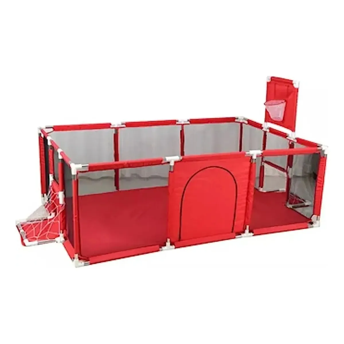 GENERICO - Corral Seguridad Bebes Con Aro De Basket 180cm Rojo