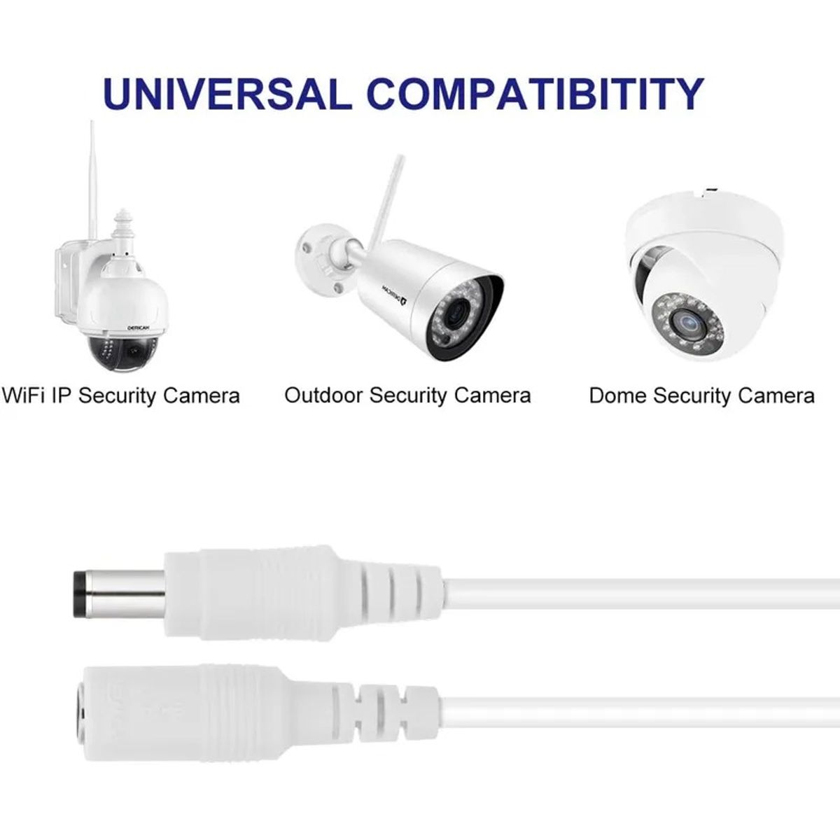 GENERICO - Cable Extension De Alimentación De 12v Para Camara 5 Metros Color blanco