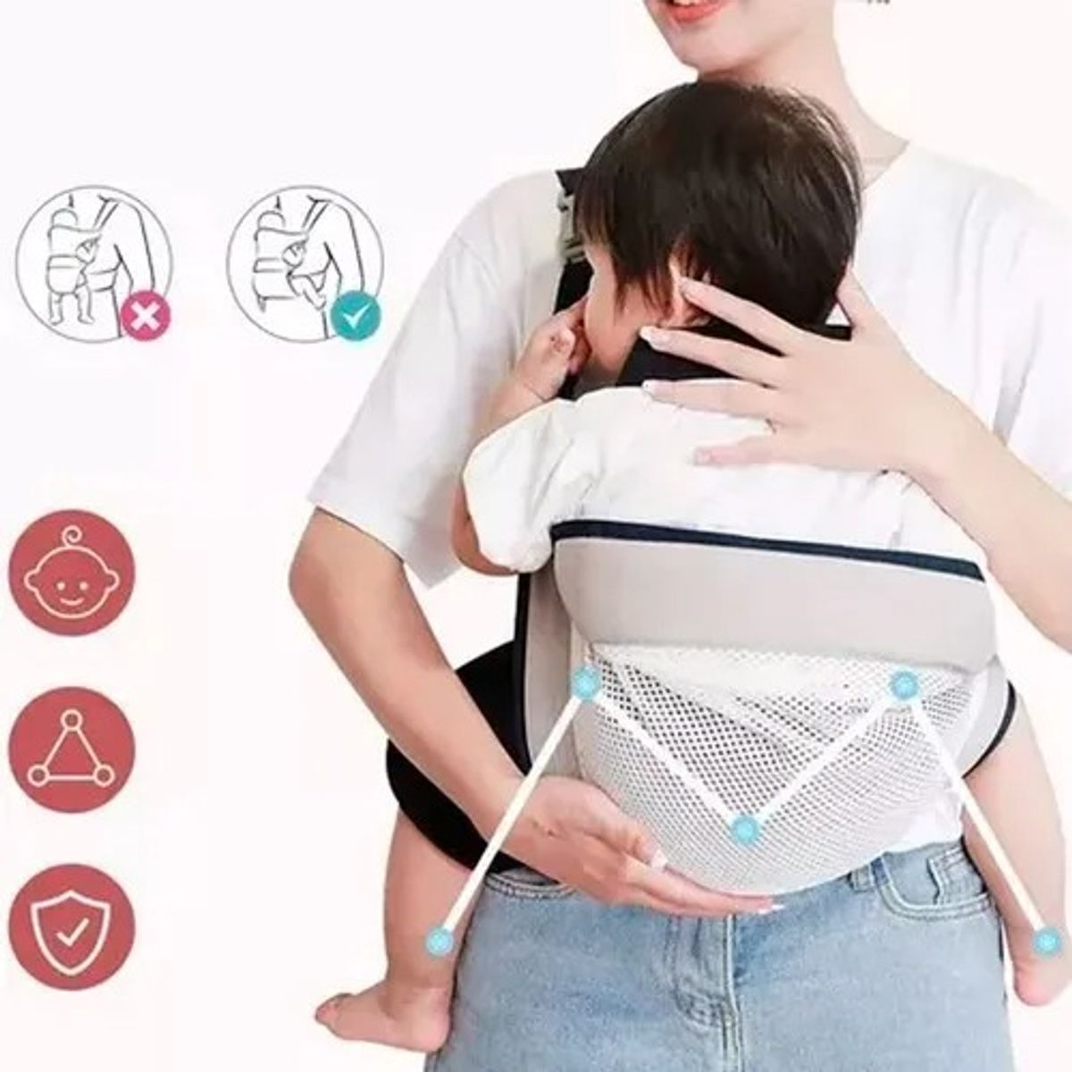 GENERICO - Mochila Portabebés Tipo Canguro Ideal Para Bebés De 0 A 48 M