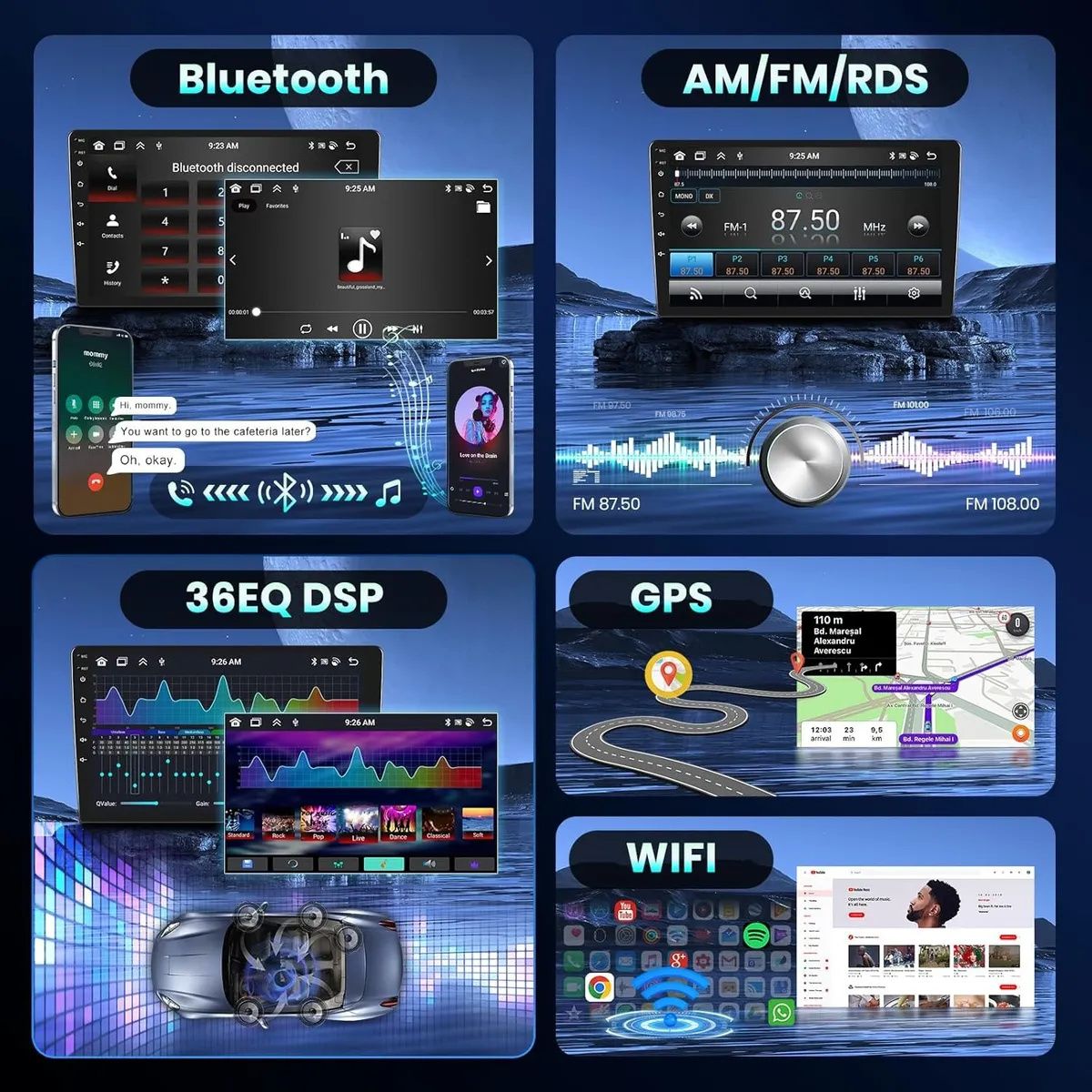 KUANGYE - Radio Auto Android Qled De 9 Con 8gb Ram 128gb Rom Carplay