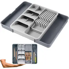 KUANGYE - Organizador De Cubiertos De Cocina Extensible Y Extraíble