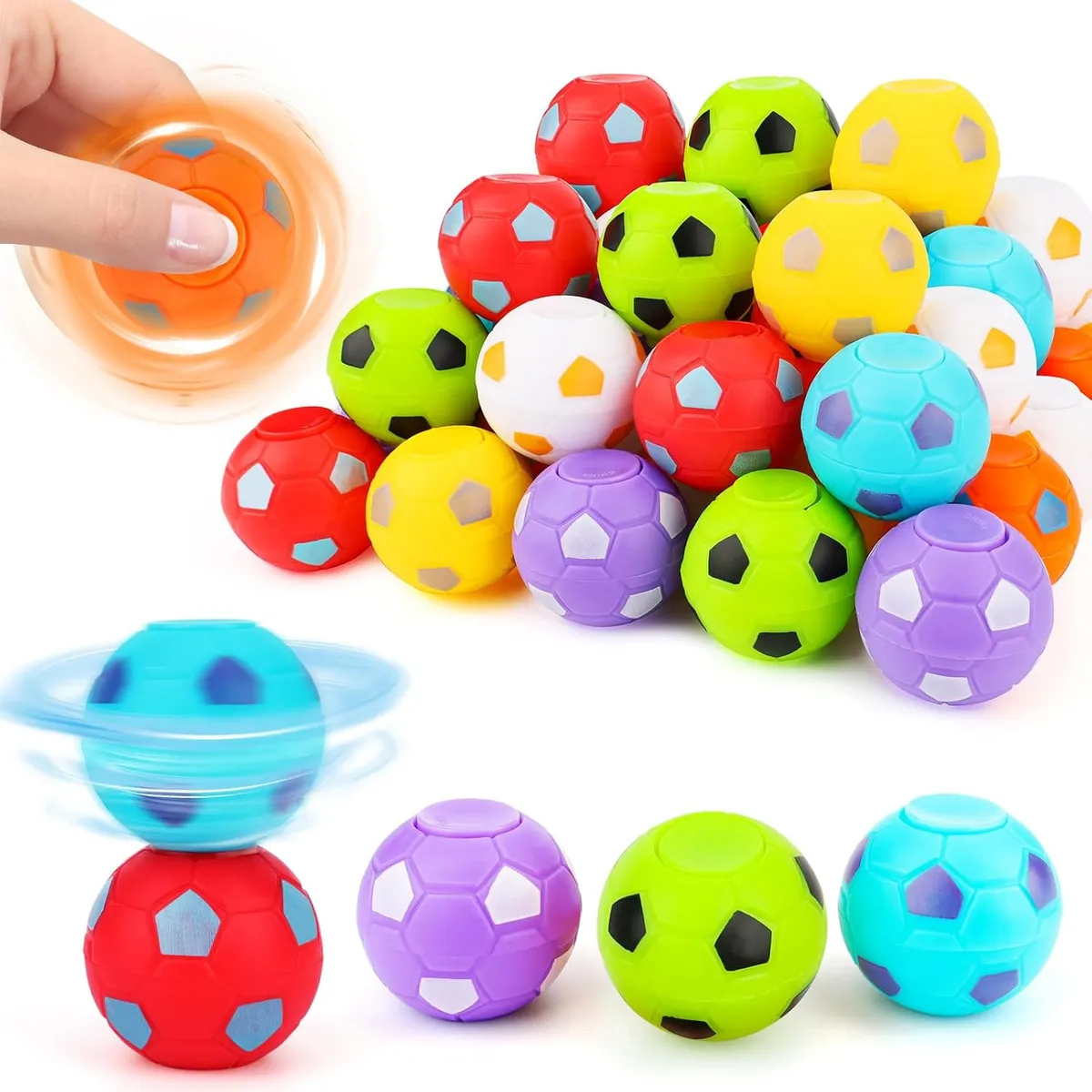 KUANGYE - 50× Mini Fútbol Giratorias Para Ansiedad Regalos Para Niños