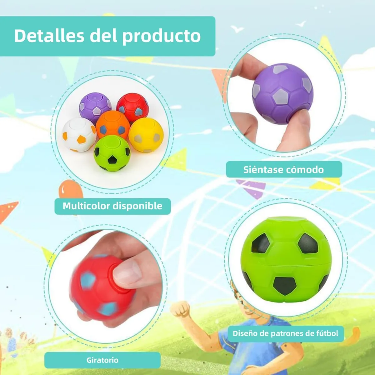 KUANGYE - 50× Mini Fútbol Giratorias Para Ansiedad Regalos Para Niños