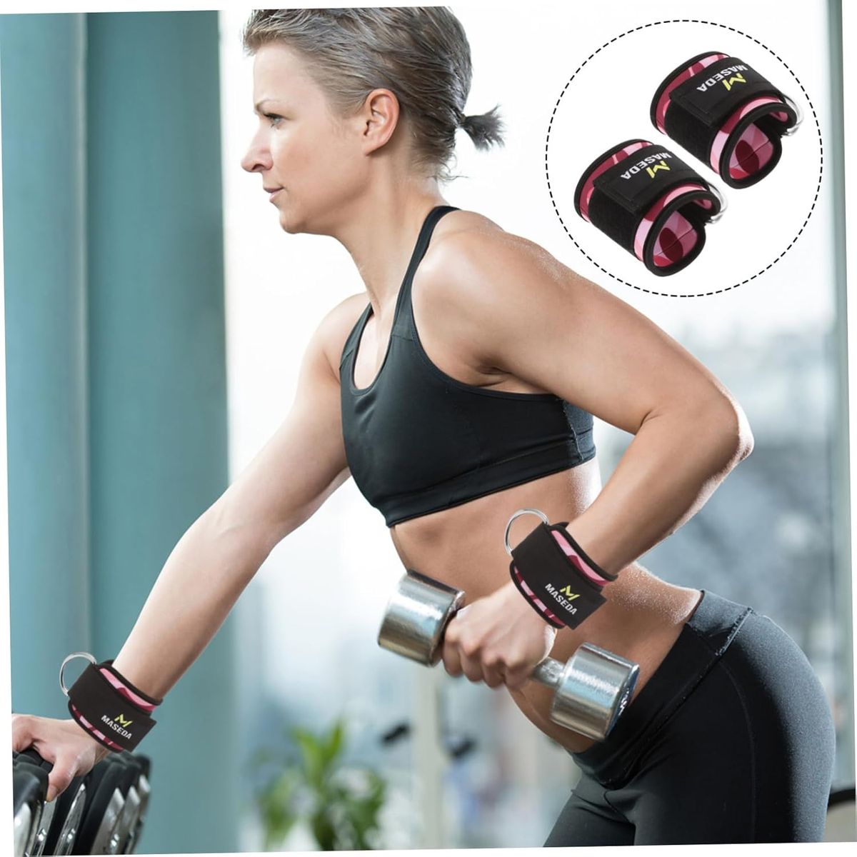 ATURE - Par Tobilleras Polea Para Gimnasio Gym Pesas Gluteos Pierna