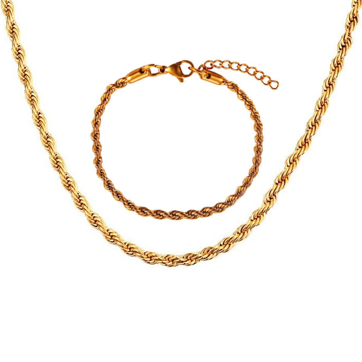 GENERICO - Set Cadena + Pulsera Torbillon Acero Inoxidable 4mm Collar