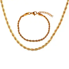 GENERICO - Set Cadena + Pulsera Torbillon Acero Inoxidable 4mm Collar