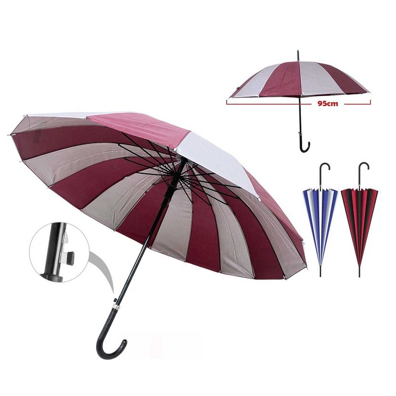 GENERICO - Paragua Sombrilla Para Lluvia Bicolor 16 Varillas 95cm diametro