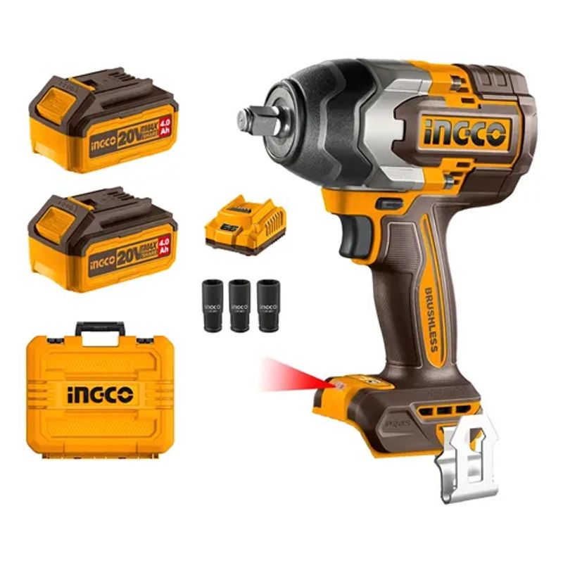 INGCO - Taladro Pistola Llave Impacto 20v 2bat+ Carg 850nm Ingco