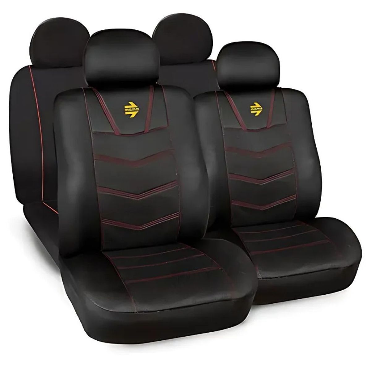 MOMO - Funda Cubre Asientos para Autos Negro con Bordado Rojo MOMO