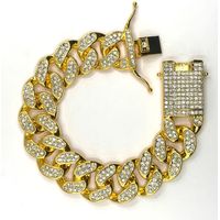 Pulsera Cubana De Lujo Gruesa Con Brillantes 20cm Hombre