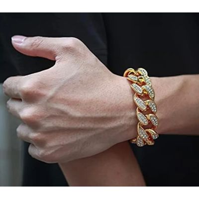 Imagen 2 del producto Pulsera Cubana De Lujo Gruesa Con Brillantes 20cm Hombre