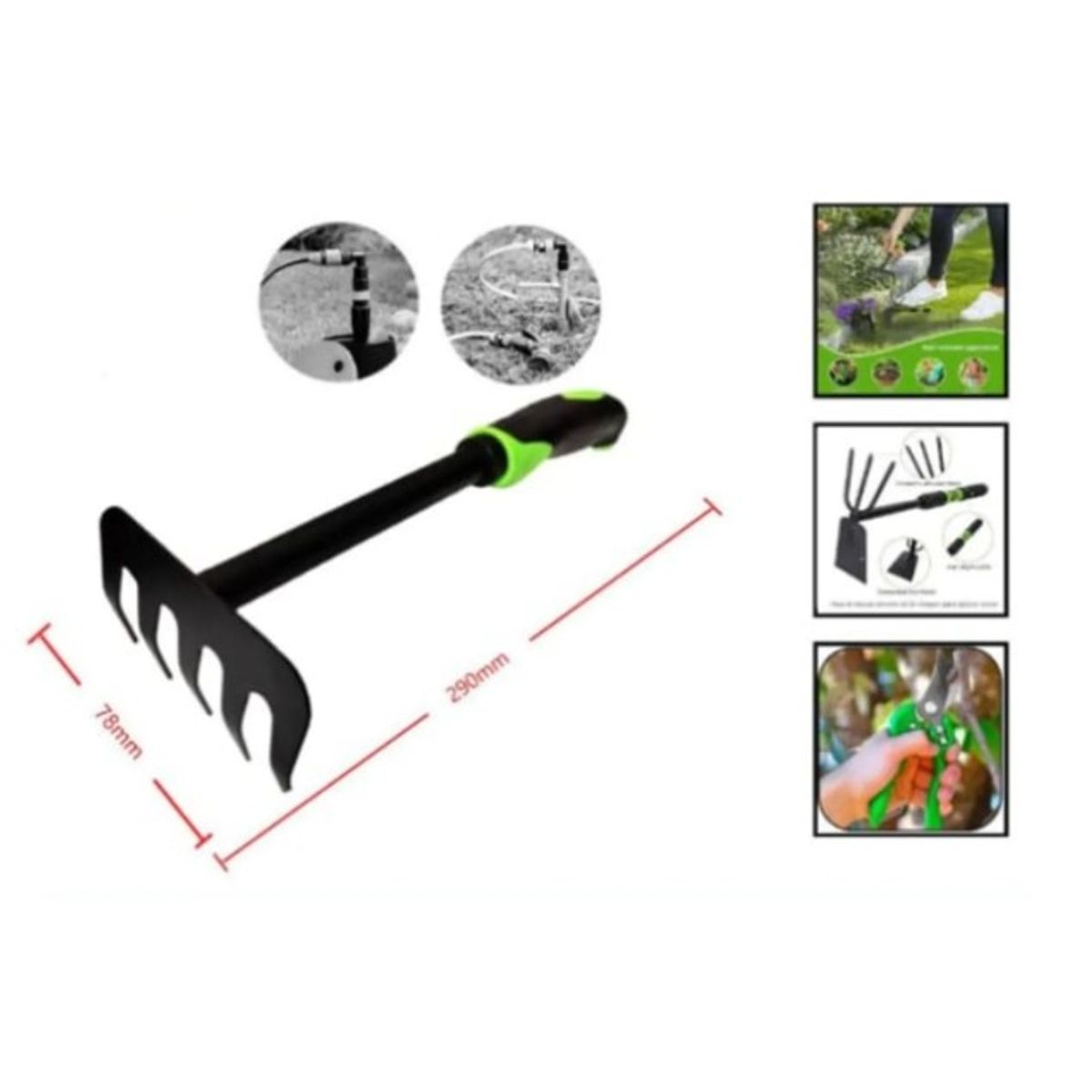 GENERICO - Rastrillo De Jardineria Acero Inoxidable 5 Puntas 290mm