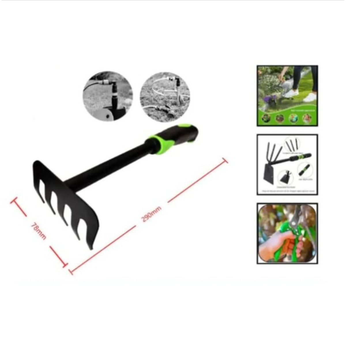 GENERICO - Rastrillo De Jardineria Acero Inoxidable 5 Puntas 290mm