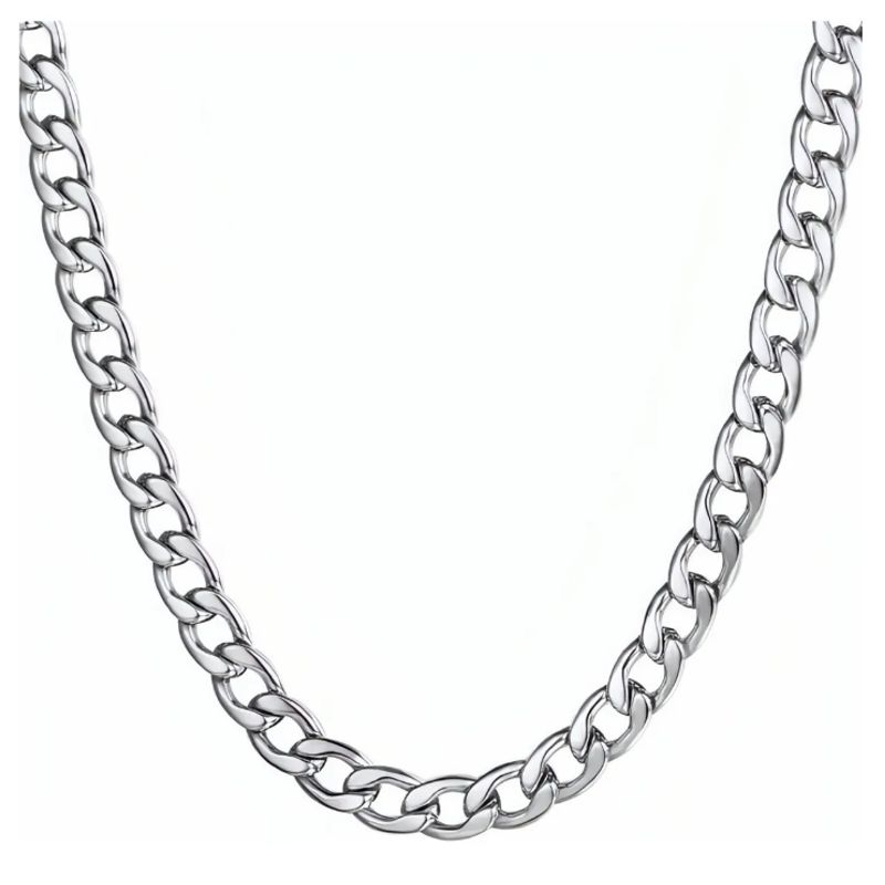 GENERICO - Collar Cadena Cubana Hombre Acero Inoxidable Grumet Moda