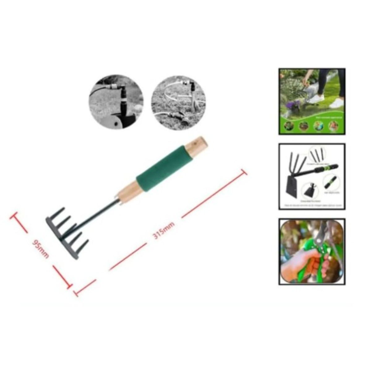 GENERICO - Rastrillo Para Cesped Jardineria 9 X 31 Cm 5 Puas