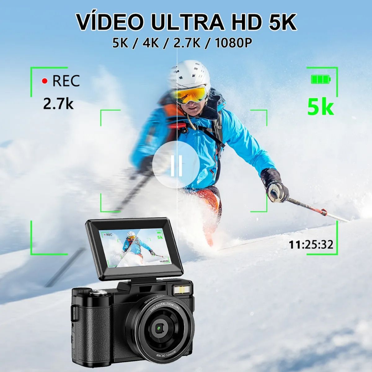 MUNDO MAGIA - Video Cámara Digital 5k Fhd Cámara 64mp 18x Zoom Principiant