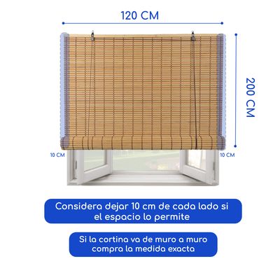 Imagen 2 del producto Cortina Roller Bambu Persiana Enrollable 120 X 200 Cafe Claro