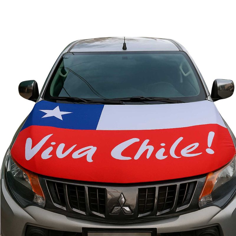 GENERICO - Funda Cubre Capot Bandera Chilena Fechas Patrias Elástica 210x105cm