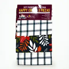 DORAL - Set 3 Paños de Cocina Happy Cook Azul