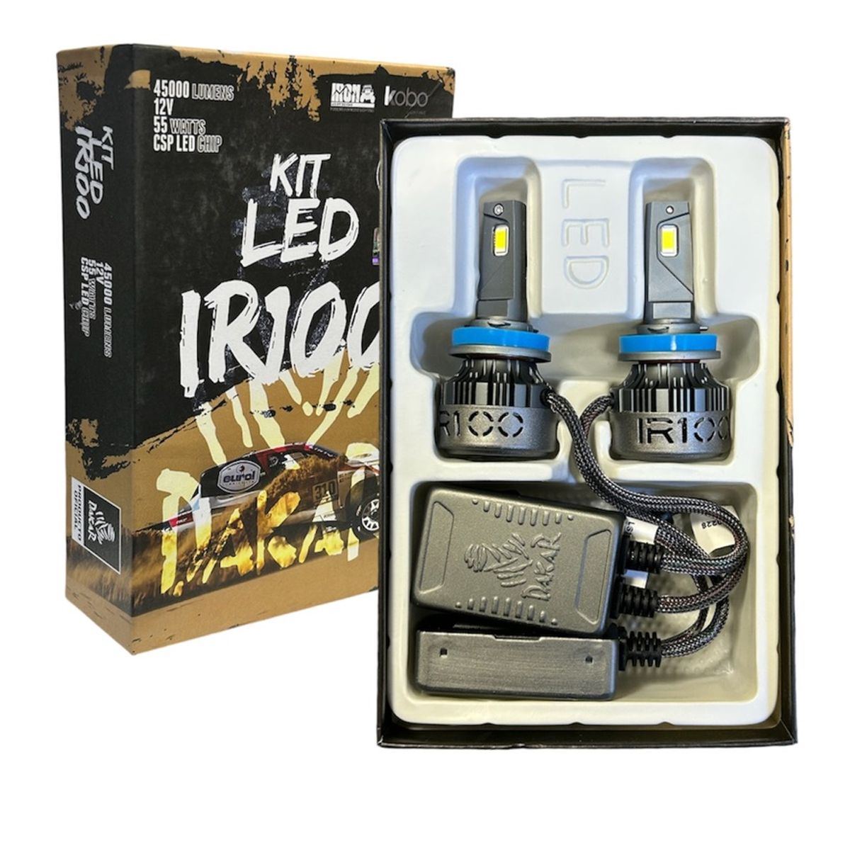 KOBO - Kit Ampolletas Turbo Led Canbus H11 45000lm Dakar Ir100