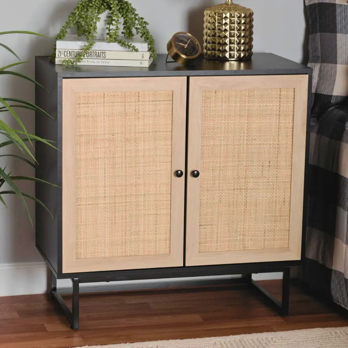 PANDALINO - Mueble Buffet Morril Negro - Diseño Multifuncional